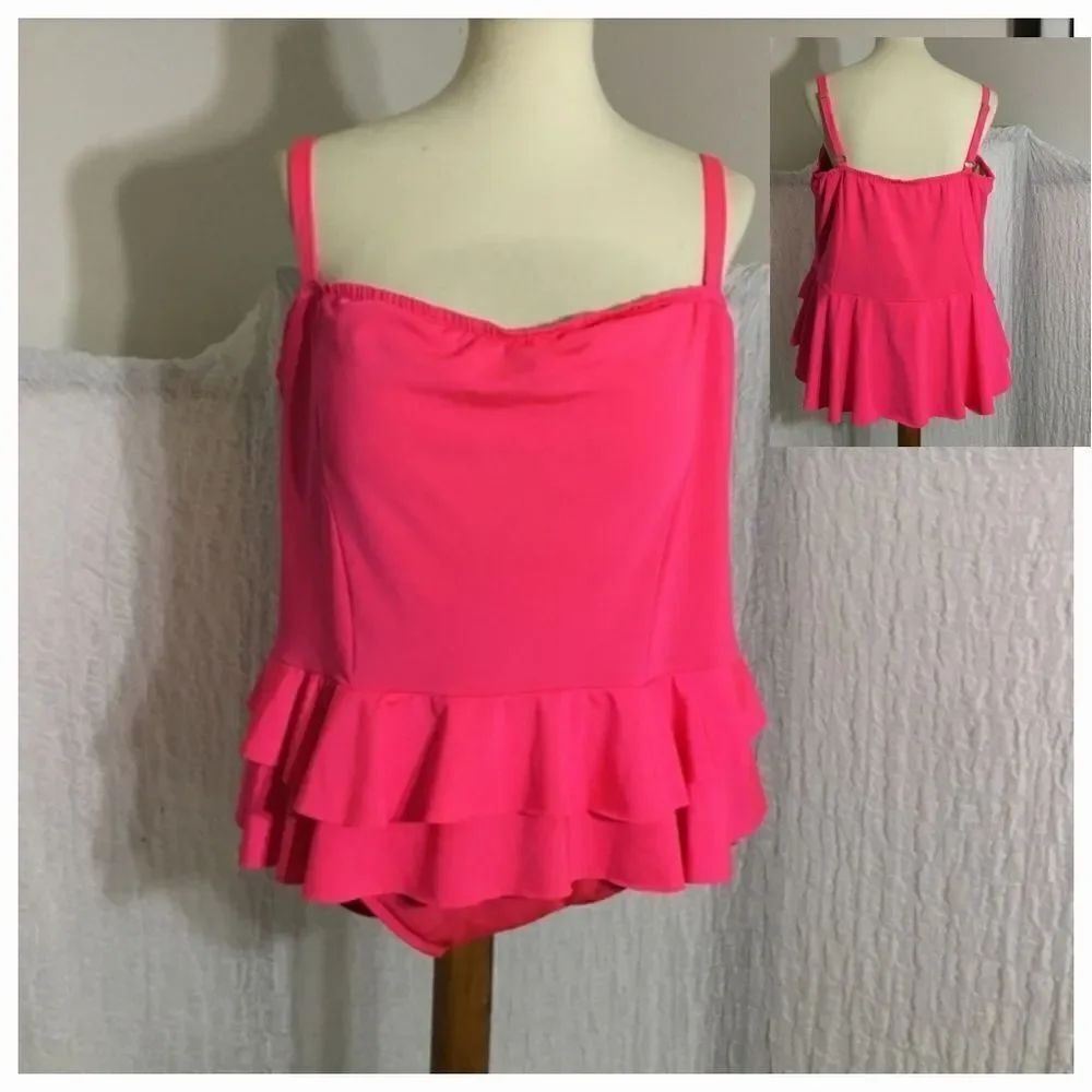 Monif C. Deep Coral One Piece Swimsuit Size 22W